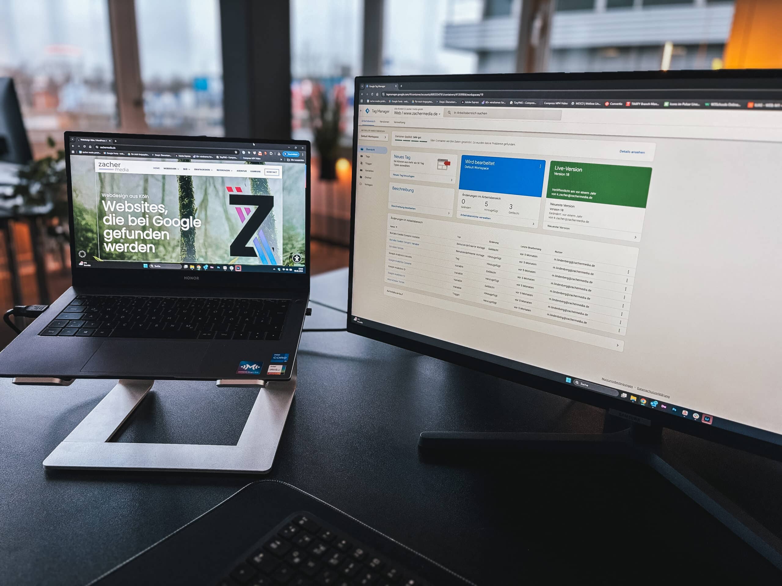 SEO Köln Screen mit Tagmanager